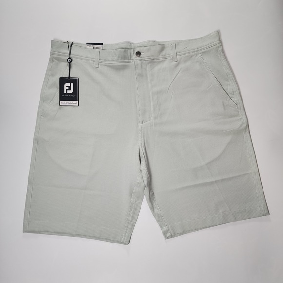 Footjoy Shorts Mens 40 Gray Check Ligthweight Houndstooth Stretch Chino Golf 9" - Picture 1 of 14